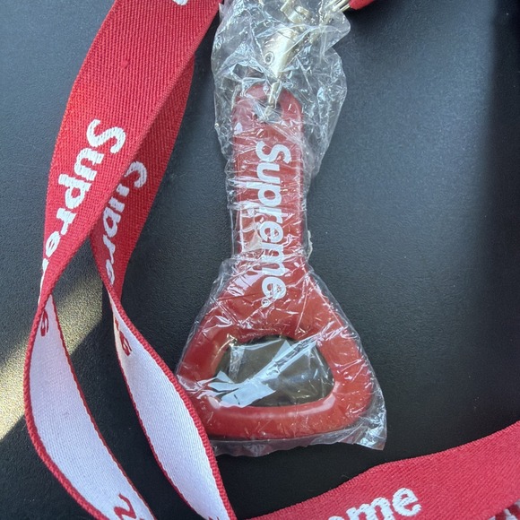 RARE Supreme Red Lanyard with Metal Bottle Opener Keychain Box
